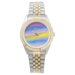 Paarse en Gouden Straal Abstract Horloge