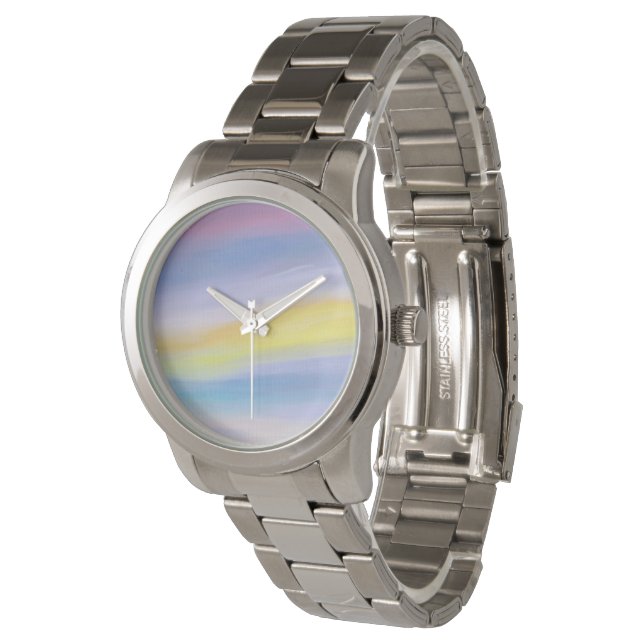 Paarse en gouden straal abstract horloge (Gekanteld)