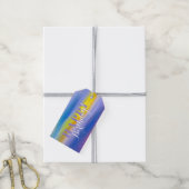 Paarse en gouden straal moderne abstracte kunst cadeaulabel (Met Touw)