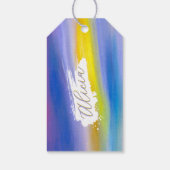Paarse en gouden straal moderne abstracte kunst cadeaulabel (Achterkant)