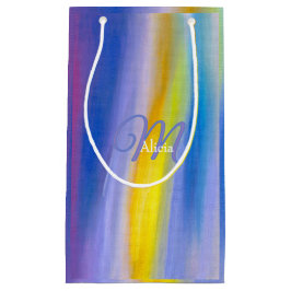 Paarse en Gouden Straal Moderne Abstracte Kunst Klein Cadeauzakje