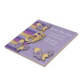 Paarse en gouden strepen met botervliegen tegeltje (Zijkant)