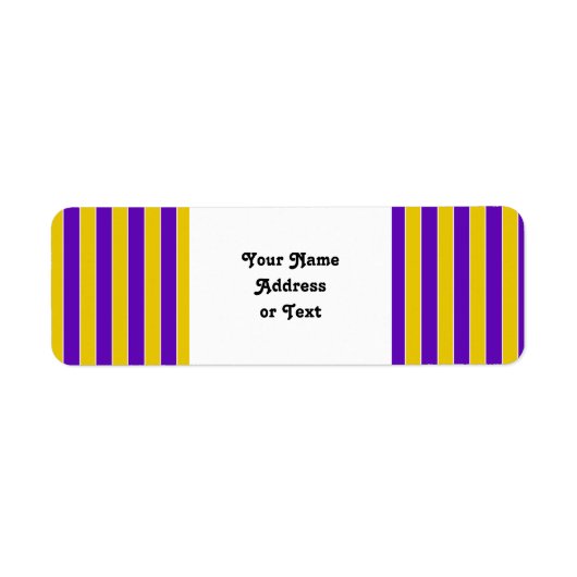 Paarse en gouden strepen - team of school kleuren etiket (Voorkant)