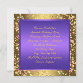 Paarse en gouden Sweet Sixteen Party Kaart (Achterkant)