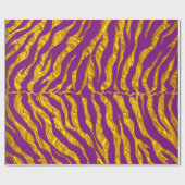 Paarse en gouden tijgerstrepen Dierenprint Cadeaupapier (Vlak)