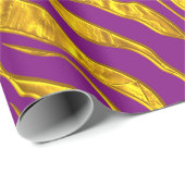 Paarse en gouden tijgerstrepen Dierenprint Cadeaupapier (Rol Hoek)