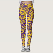 Paarse en gouden tijgerstrepen leggings (Voorkant)