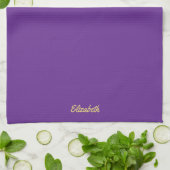 Paarse En Gouden Trendy Script Naam Elegant Theedoek (Gevouwen)