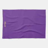 Paarse En Gouden Trendy Script Naam Elegant Theedoek (Horizontaal)