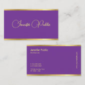 Paarse en gouden typografie Script Moderne Sjabloo Visitekaartje (Voorkant / Achterkant)
