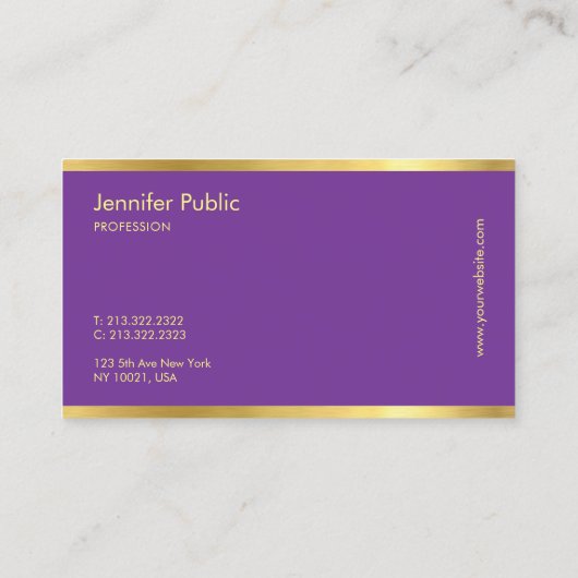 Paarse en gouden typografie Script Moderne Sjabloo Visitekaartje (Achterkant)