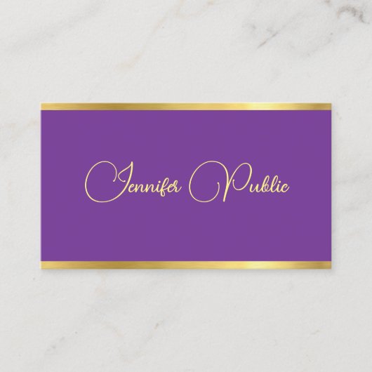 Paarse en gouden typografie Script Moderne Sjabloo Visitekaartje (Voorkant)