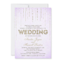 Paarse en gouden uitnodiging tot bruiloft