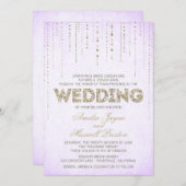 Paarse en gouden uitnodiging tot bruiloft (Voorkant / Achterkant)