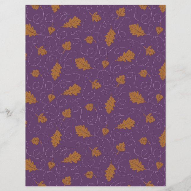 Paarse en gouden vallende bladeren plakboekpapier (Voorkant)