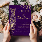 Paarse en gouden veertig en Fab 40e verjaardag Kaart