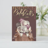 Paarse en gouden viering kaart (Staand voorkant)