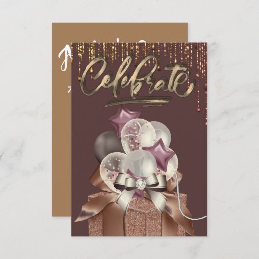 Paarse en gouden viering kaart (Voorkant / Achterkant)