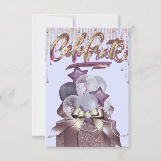 Paarse en gouden viering kaart (Voorkant)