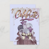 Paarse en gouden viering kaart (Voorkant / Achterkant)