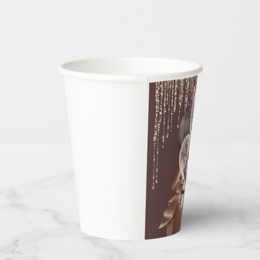 Paarse en gouden viering papieren bekers (Rechts)