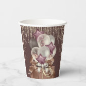 Paarse en gouden viering papieren bekers (Voorkant)