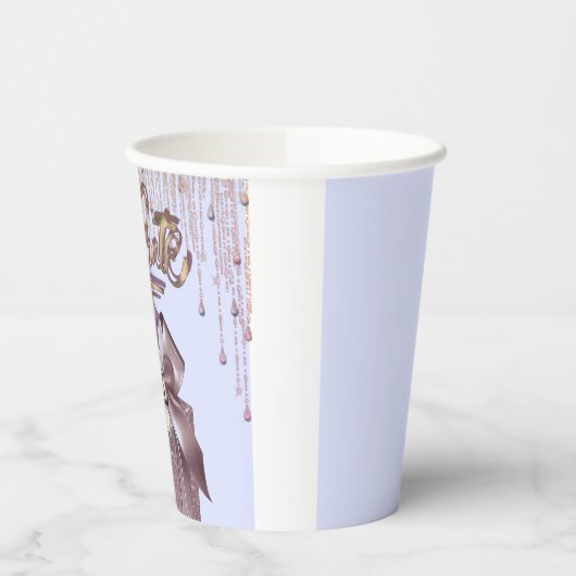 Paarse en gouden viering papieren bekers (Links)