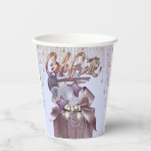 Paarse en gouden viering papieren bekers (Voorkant)