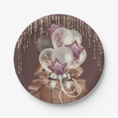 Paarse en gouden viering papieren bordje (Voorkant)