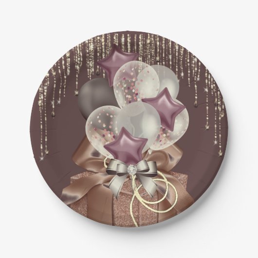 Paarse en gouden viering papieren bordje (Voorkant)