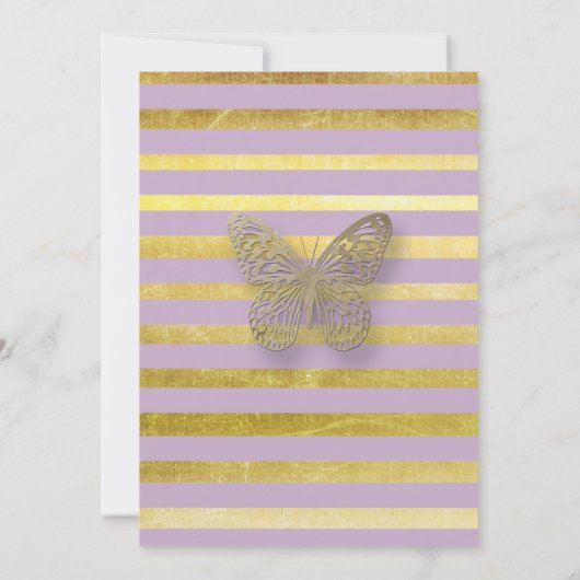 Paarse en gouden vlinder bruiloft uitnodigingen (Achterkant)