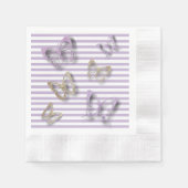 Paarse en gouden vlinders cocktail servetten (Voorkant)