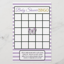 Paarse en gouden vlinderspelen Baby shower Flyer