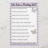 Paarse en gouden vlinderspelen Baby shower Flyer (Achterkant)