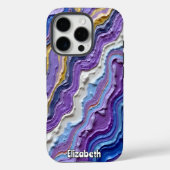 Paarse en gouden vloeibaar marmer Case-Mate iPhone case (Achterkant)