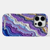 Paarse en gouden vloeibaar marmer Case-Mate iPhone case (Achterkant (horizontaal))