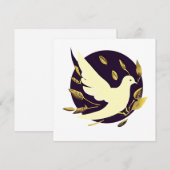 Paarse en gouden vredesduif feestdagenkaart (Voorkant / Achterkant)