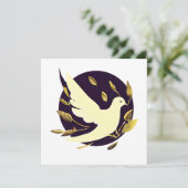 Paarse en gouden vredesduif feestdagenkaart (Staand voorkant)