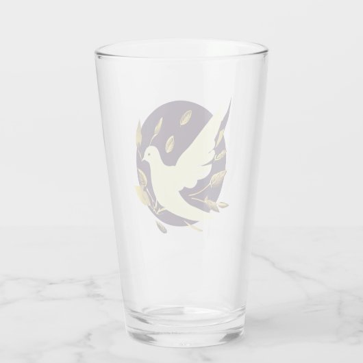 Paarse en gouden vredesduif glas (Achterkant)