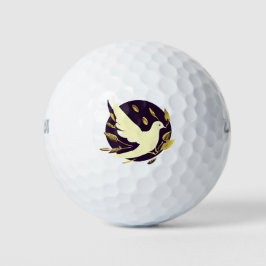 Paarse en gouden vredesduif golfballen