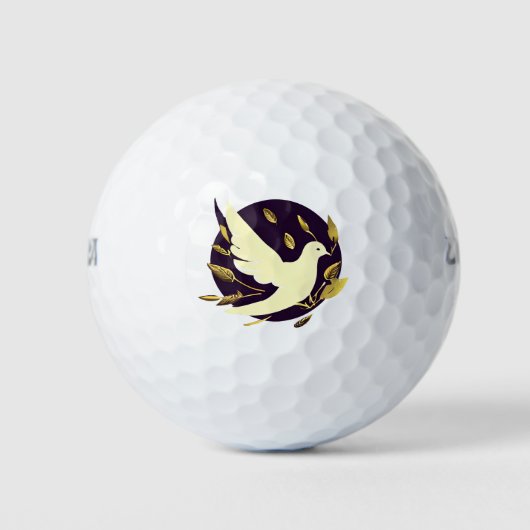 Paarse en gouden vredesduif golfballen (Voorkant)