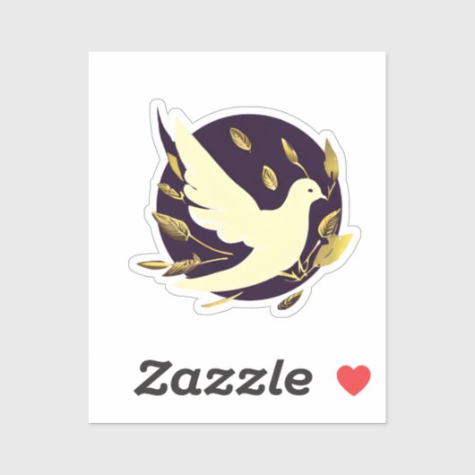 Paarse en gouden vredesduif sticker (Vel)