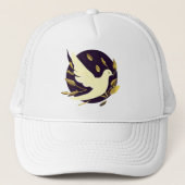 Paarse en gouden vredesduif trucker pet (Voorkant)