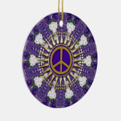 Paarse en Gouden Vredesteken Keramisch Ornament (Rechts)