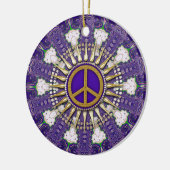 Paarse en Gouden Vredesteken Keramisch Ornament (Links)