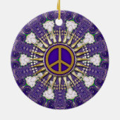 Paarse en Gouden Vredesteken Keramisch Ornament (Achterkant)