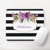 Paarse en gouden Waterverf bloemen Aangepast Muismat (Met muis)