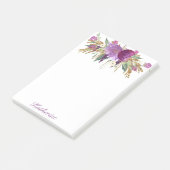 Paarse en gouden Waterverf bloemen Post-it® Notes (Schuin)