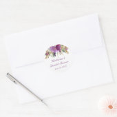 Paarse en gouden Waterverf Bloemen Ronde Sticker (Envelop)