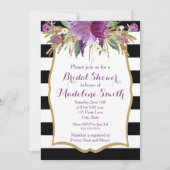 Paarse en gouden Waterverf Bloemen Vrijgezellenfee Kaart (Voorkant)